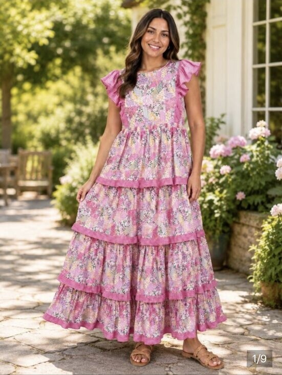 Simply Southern Dresses & Skirts - NWT Simply Southern Pink Floral Tiered Ruffle Sundress LARGE AND XL AVAIL